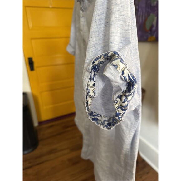 Denim & Flower Ricky Singh Short Sleeve Button Down Shirt Men's Large Blue - Picture 6 of 12